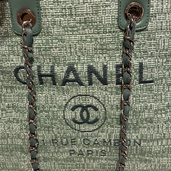 New Chanel canvas large green Bag Mixed Fibers & silver -Tone Metal .. - Picture 12 of 16